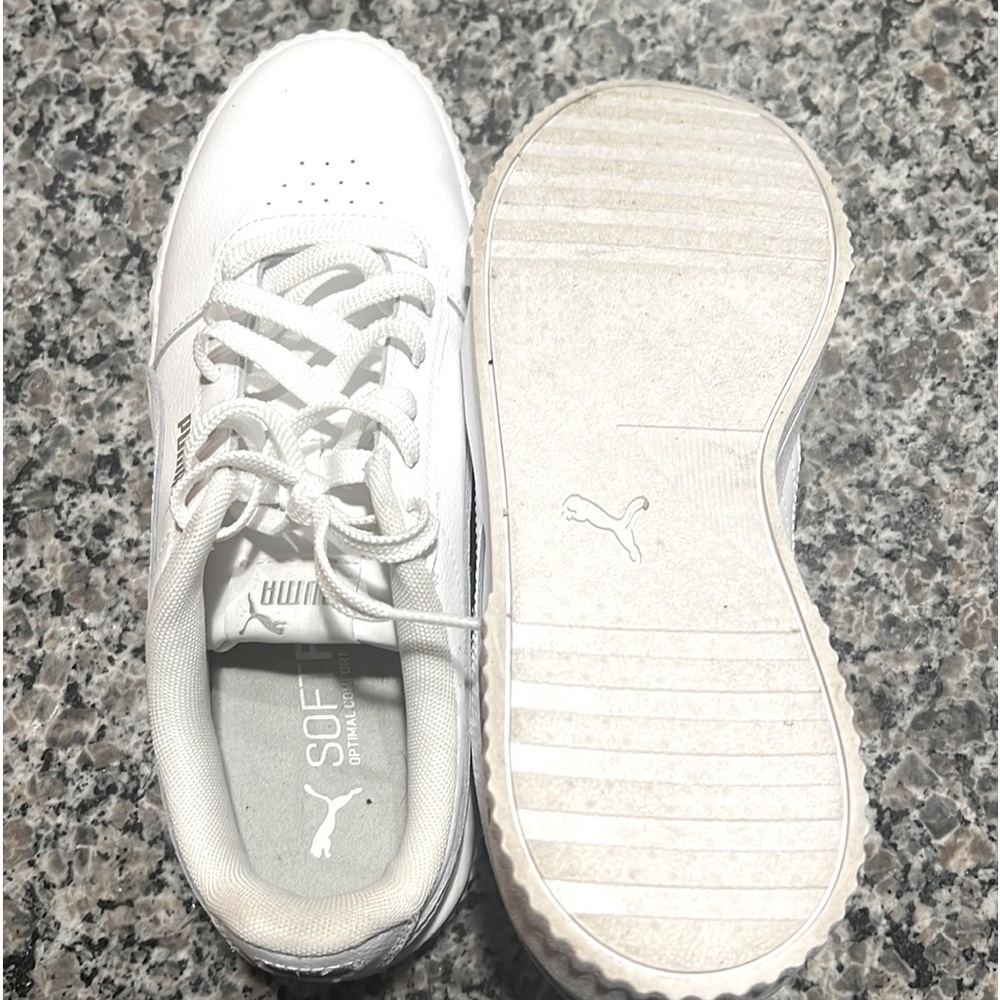 Practically New. Size 9 All White Puma Shoes - image 2